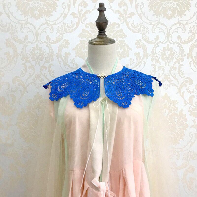 Three Styles Cotton Fake Collar Shawl Wrap Hollow Out Floral Doll Collar Detachable Shirt False Collar Blouse Top Accessories