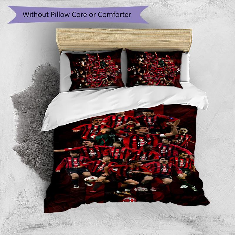 3pcs A-AC Milan Design Cover Set - HD Printed Bedding with 1 Cover and 2 Pillowcases - Perfect for Home and Dorm Decor