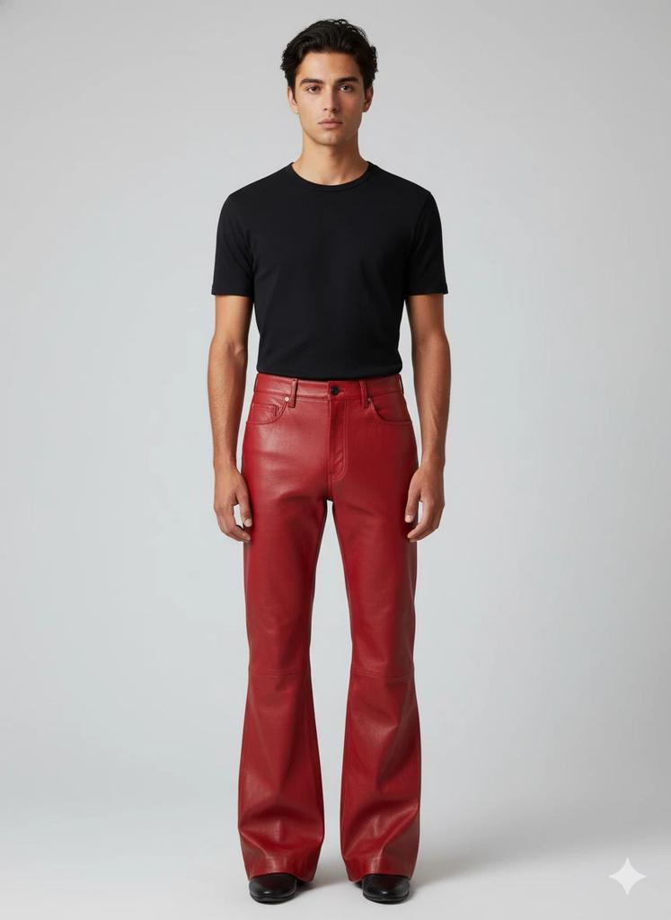 Dark Red Leather Stylish Wear Lambskin Men's Pant Pure Genuine Biker Casual Fit