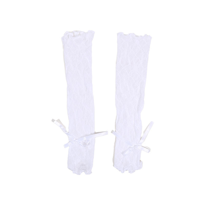 Lace Ruffle Lolita Lace Gloves Black White Bowknot Strapping Arm Warmers Japanese UV Protection Mittens Cosplay Accessories