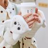 Plush Cartoon Cat Cute Half Finger Flip Gloves, Warm And Thick Keyboard Gloves For Women In Winter