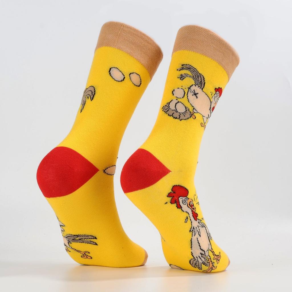 1 Pair Street Fashion Unisex Mid-Calf Socks ,Animal Pattern Cartoon Chicks and Eggs Cotton Blend Socks