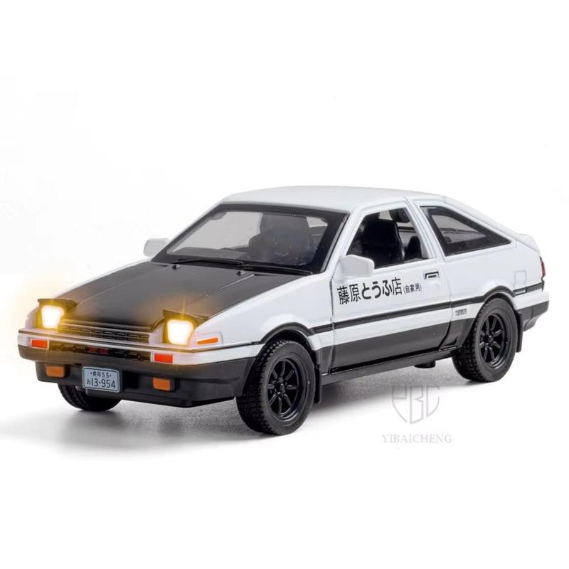 Новая модель автомобиля из сплава AE86 в масштабе 1/32, литая игрушечная машинка с 4 открывающимися дверями, модель автомобиля со светом, инерционный механизм, подарок для мальчика, детская коллекция игрушек, украшения