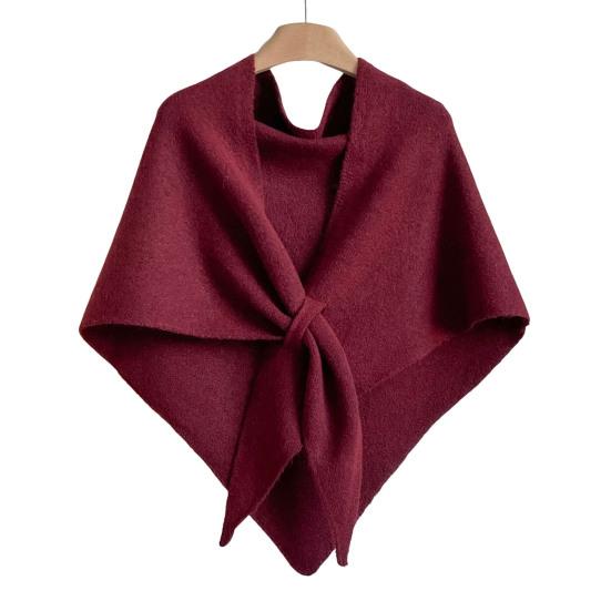 Women Shawl Wraps Solid Color Winter Neck Warm Knitted Cardigan Cape Imitation Wool Cashmere Shoulder Poncho Coat Shawl Scarf