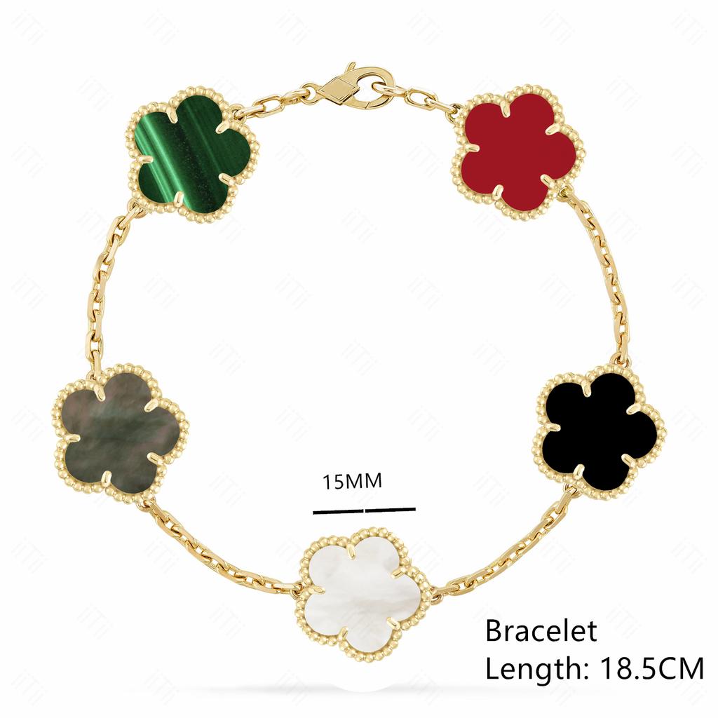 High-quality Fashion Brand Gold Silver Lucky Flower Clover Mother-of-pearl Bracelet Women's Natural Gem Hot Sale