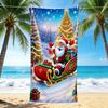 1Pc Santa Claus Through Snow Beach Towel, Quick Dry, Multi-Use for Beach Pool Gym Yoga Home Travel, Christmas, Halloween, Xmas Gift S239