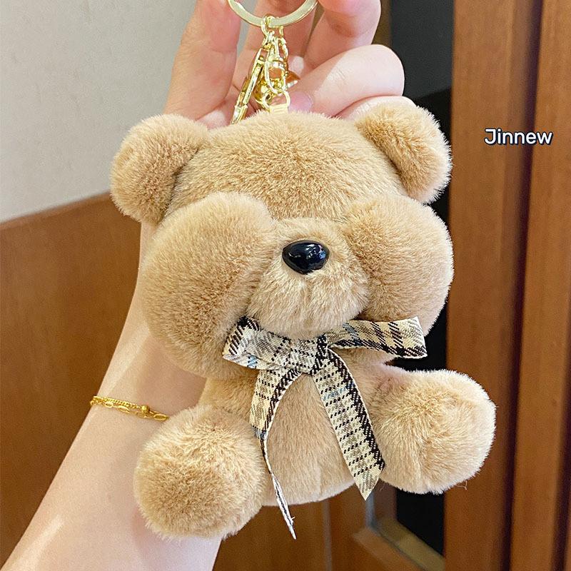 Charming Shy Bear Keychain Cute Plush Doll Keyring For Fashionable Key Accessory