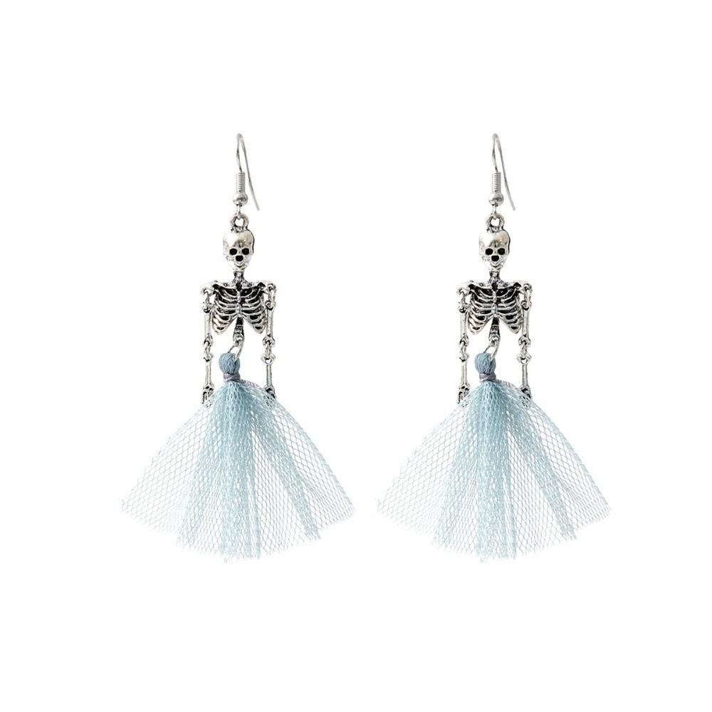Zinc Zinc Alloy Skeleton Earrings Hip Hop Imitation Human Bone Earrings Creative Halloween Earrings Party