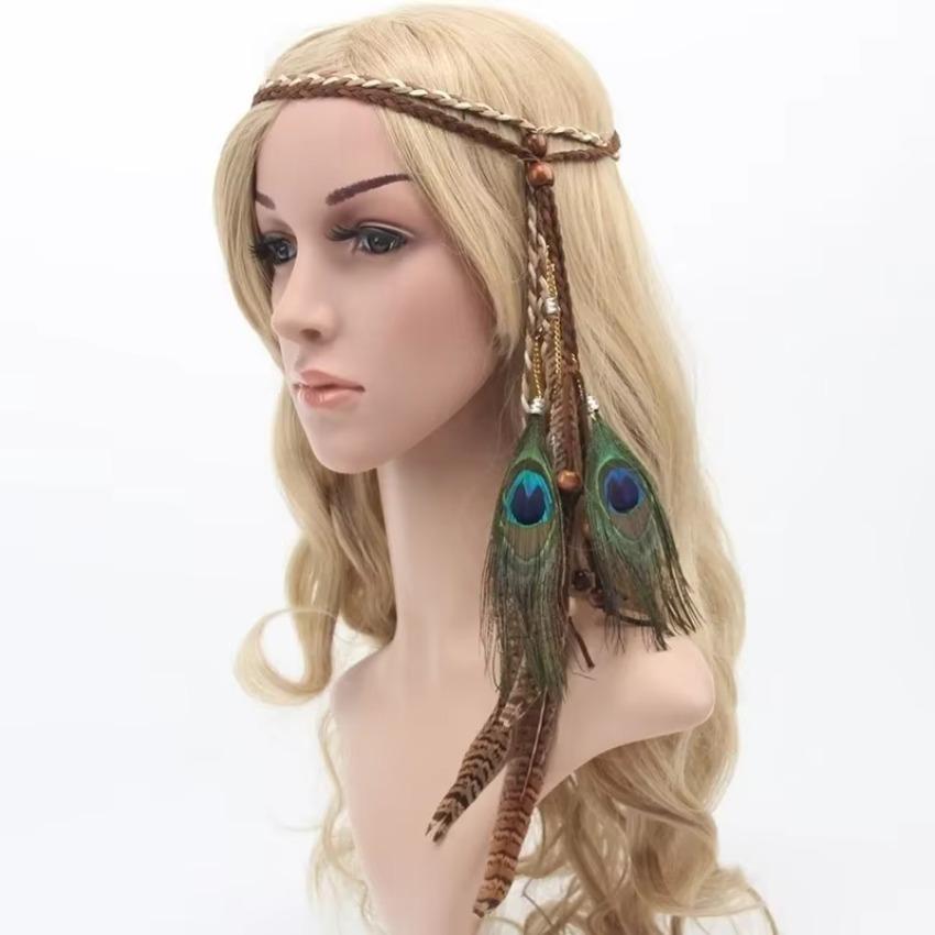 1 шт. перьевая повязка на голову фестиваль бохо повязка на голову головной убор хиппи индийские аксессуары для волос для девочек