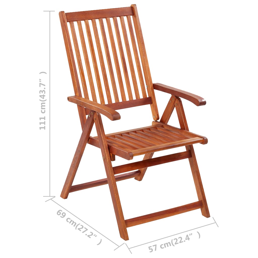 Foldable Garden Chairs 3 pcs with Cushions Solid Acacia Wood