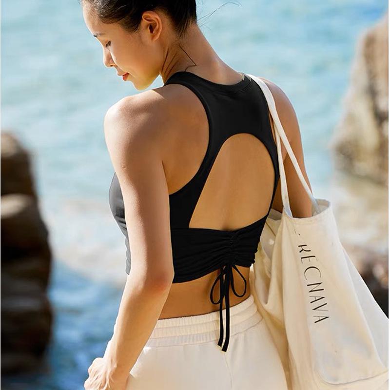 Женский спортивный топ с высокой степенью поддержки и красивой спиной - Высокая эластичность для фитнеса, бега, йоги