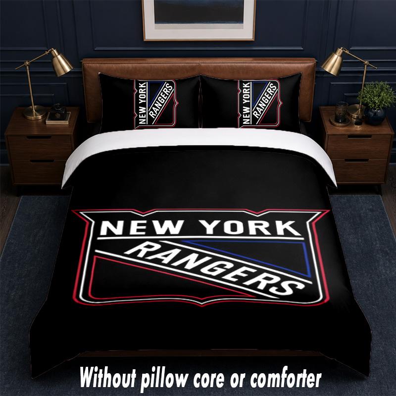 New York Rangers Design Bed Bedding Set 1 Duvet Cover + 2 Pillowcases Soft Breathable Household Bed Linens