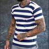 Stripe Pattern Men's T-shirt Color Blocked 3D Printed T-shirt Summer Casual Round Neck Top Short Sleeved