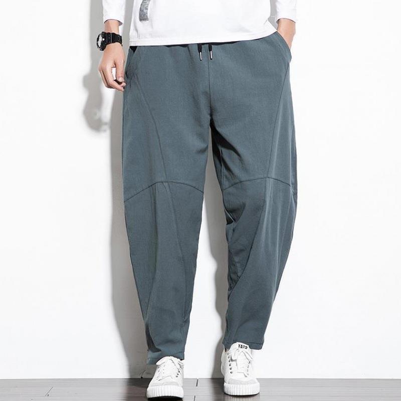 Cotton Linen Pants Men Baggy Casual Trousers Male Walking Wide Leg Loose Sweatpants Chinese Summer Jogger Pants