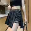 Gothic Women Skirt High Waist Sexy Mini Skirt with Side Slit Summer Black Girl's Pleated Skirt Japanese Punk Style