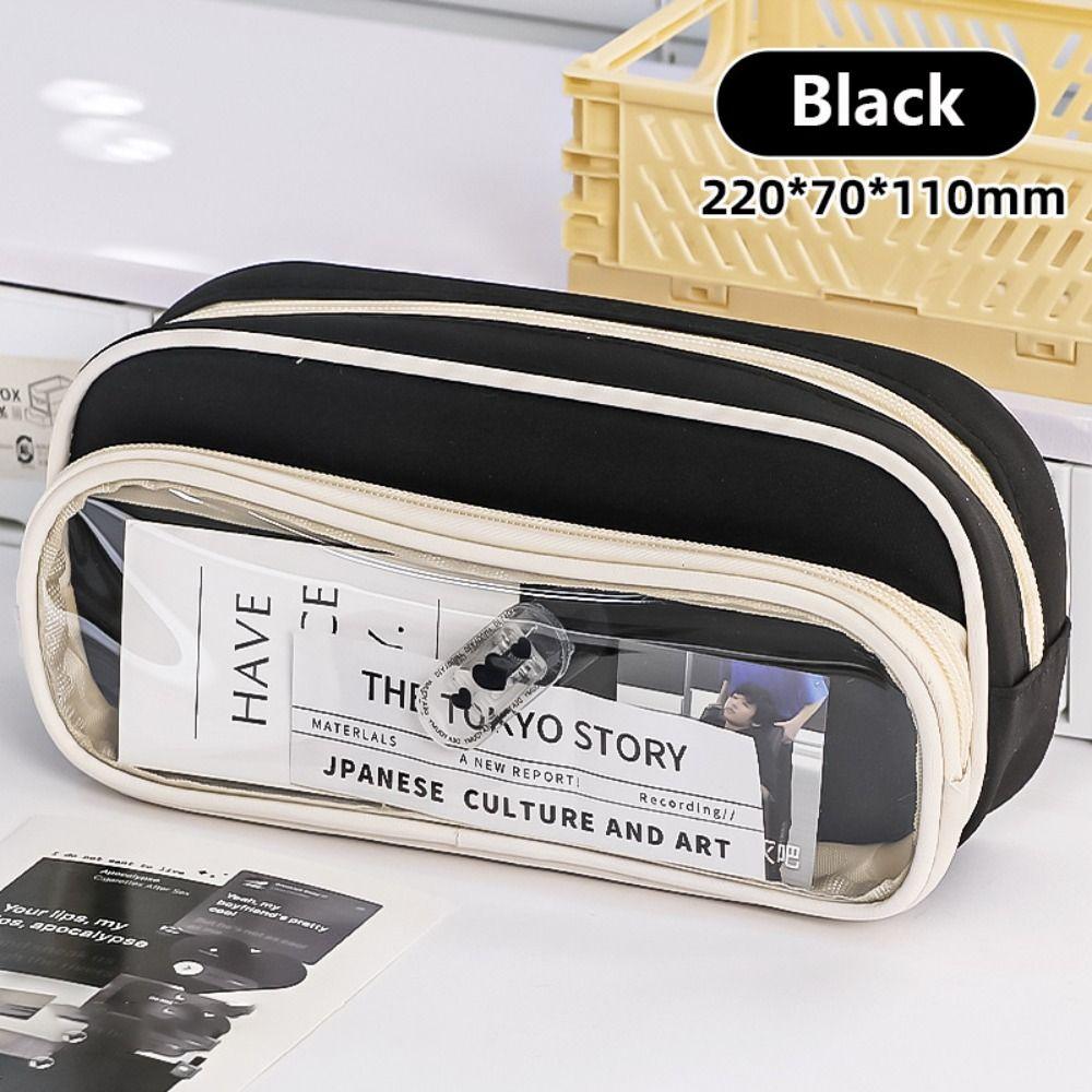 Dirt-resistant Pencil Case Double Layer Stationery Organizer Portable Pen Box  School Office