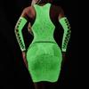 Fishing Net Transparent Women's Sexy Two Piece Set Fluorescent Open Crotch Bodystockings Dance Party Club Luminous Sex Clothes