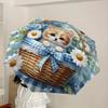 1pc Kitten Basket Automatic Folding Umbrella, 8 Ribs Iron Frame, Suitable for Outdoor Travel and Daily Use yy251120256