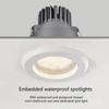 Светодиодный точечный светильник IP65 Водонепроницаемый светильник Встраиваемый потолочный светильник Антибликовый светильник для ванной комнаты, кухни, балкона, наружного освещения