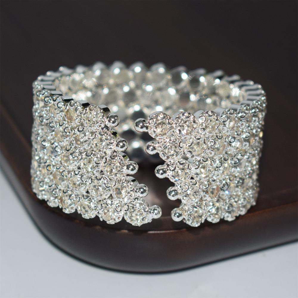 Хрустальные стразы Рука Браслет на запястье Кольцо Пять рядов Браслеты Мода Хрустальные браслеты Женщины
