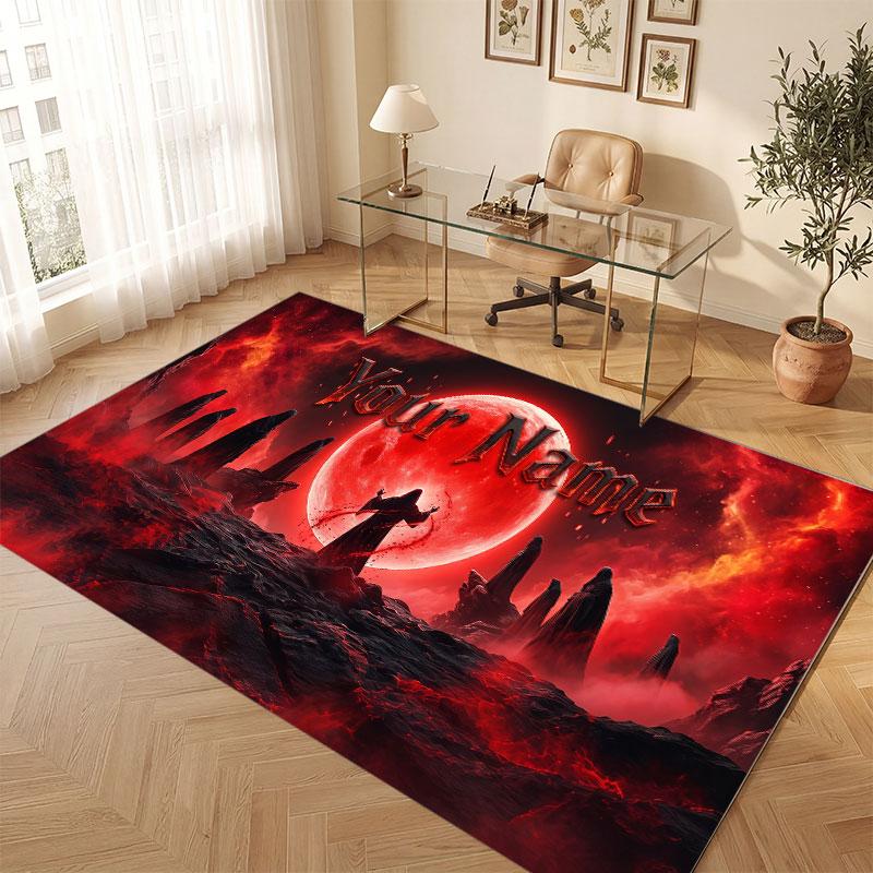 Abstract Personalized Theme Crystal Velvet Floor Rug Personalized Custom Name Text Warm Carpet Home Decoration