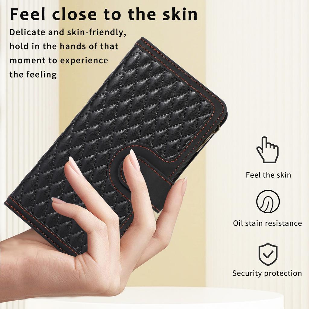 Роскошный кожаный чехол-кошелек на 9 карт с откидной молнией для iPhone 15 14 Plus 13 12 11 Pro Max XS Max 8P 7P для Samsung S23 S22 S21 Ultra Plus A13 A14 A54 A53