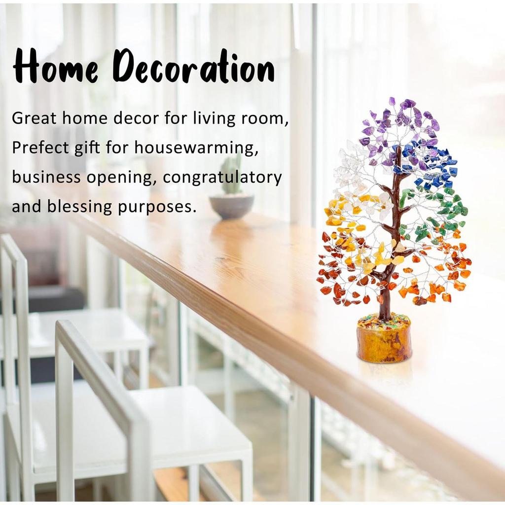 Дерево из семи чакровых камней для балансировки чакр - Домашний декор - Подарок для женщин, сестры - Бонсай из целебных кристаллов