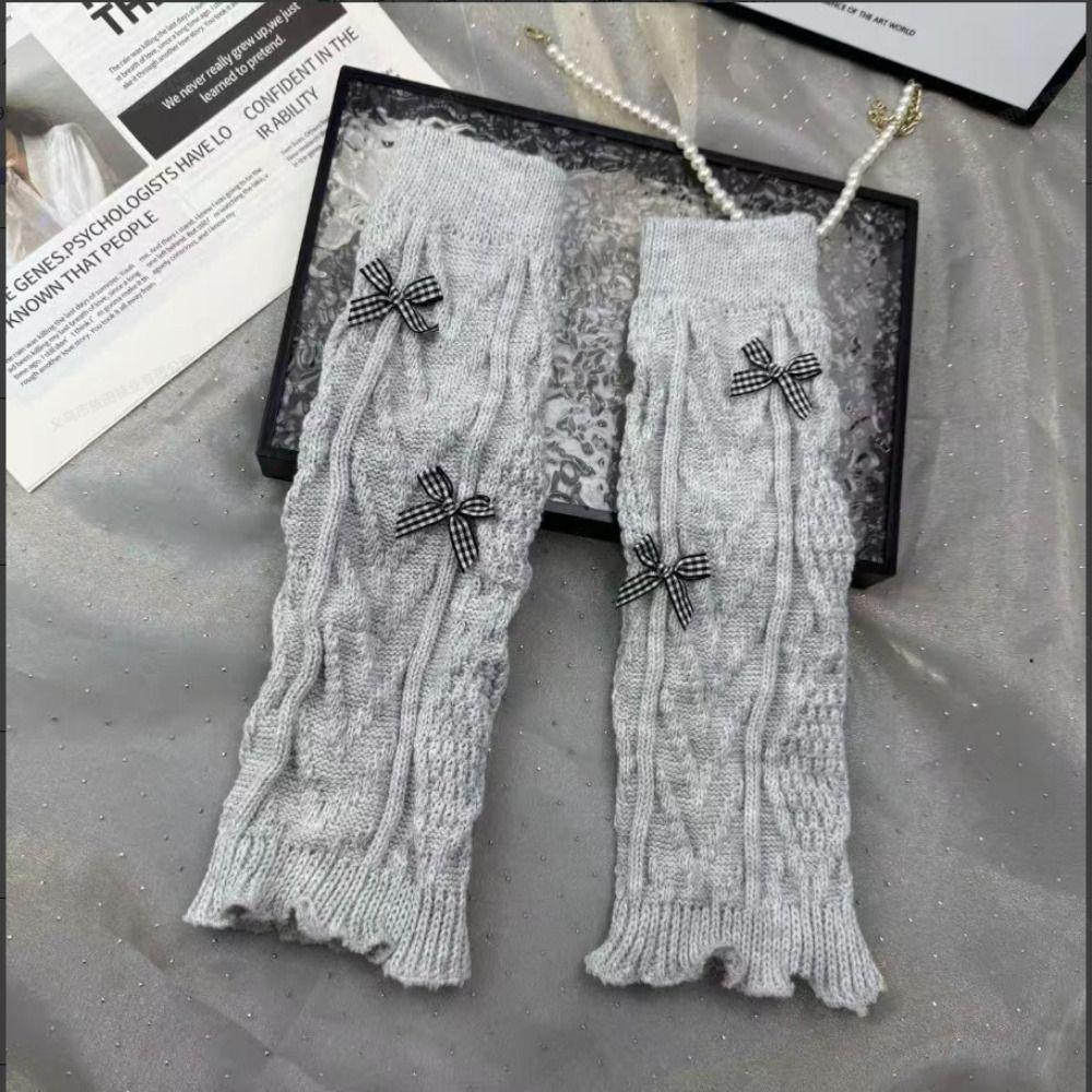 Knitted Style Bow Tie Leg Warmers Pile Stockings Stacked Socks Cute Guards Socks  Ballet Style