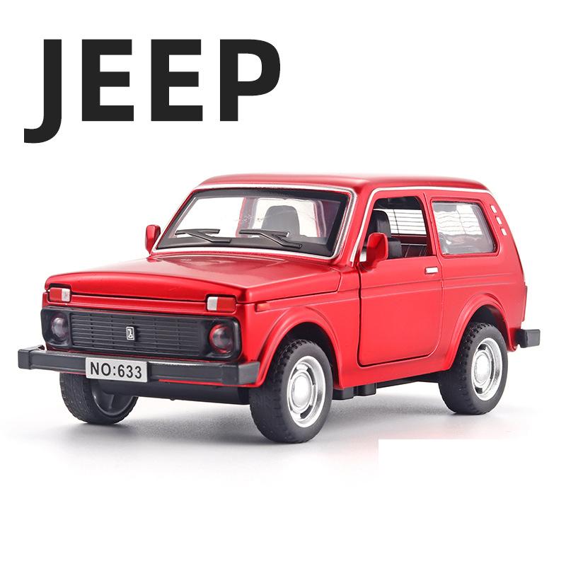Diecast 1:32 LADA NIVA Jeep Alloy Retro Car Model Car Central Control Ornaments Sound and Light Toy Christmas Gifts for Children