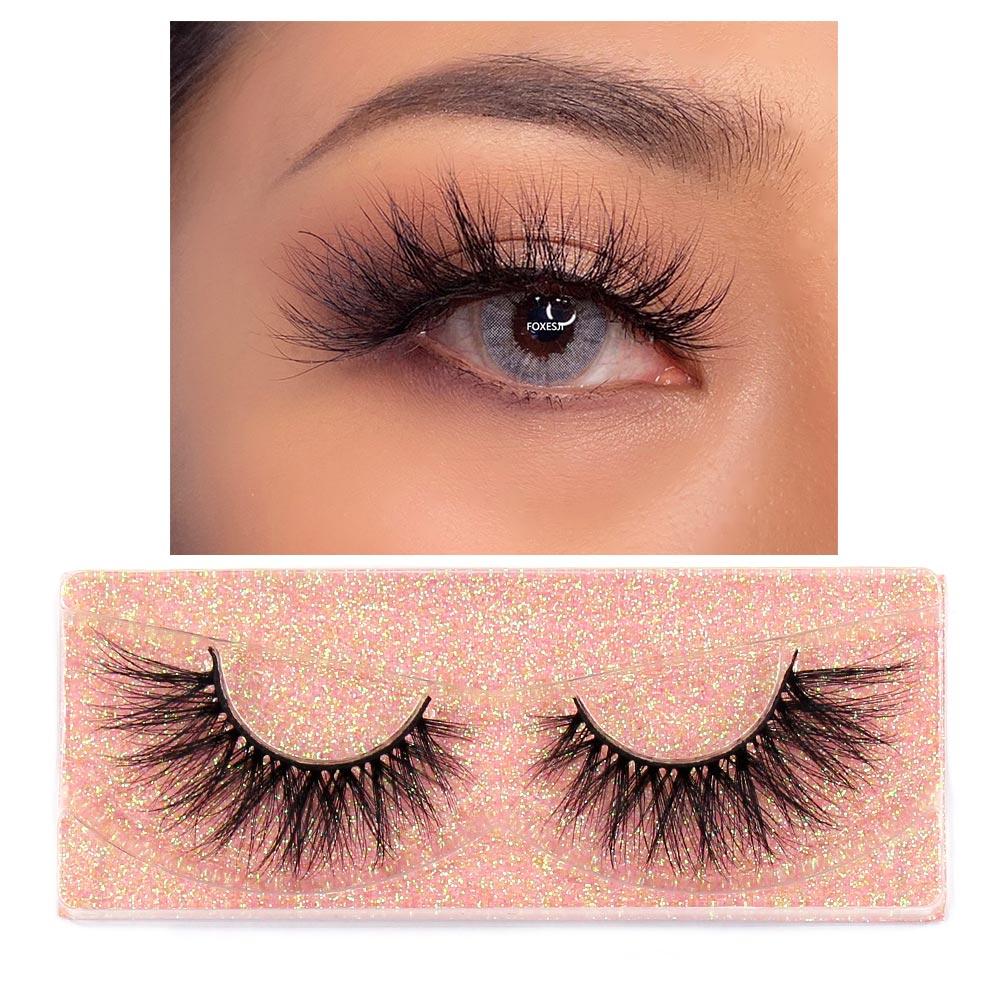 FOXESJI Eye Lashes 3D Mink False Eyelashes Fluffy Soft Natural Strip Mink Lashes Extension Volume Fake Eyelashes Thick Lash