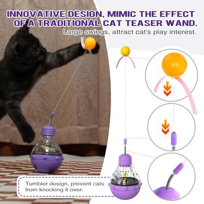 Игрушки для кошек от скуки для домашних кошек Интерактивная игрушка-неваляшка для кошек с дразнилкой Диспенсер для корма для кошек - Идеально для физических упражнений и снятия скуки Товары для домашних животных