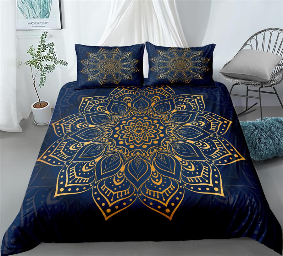 Комплект постельного белья Black Mandala Boho King Queen Double Full Twin Single Size