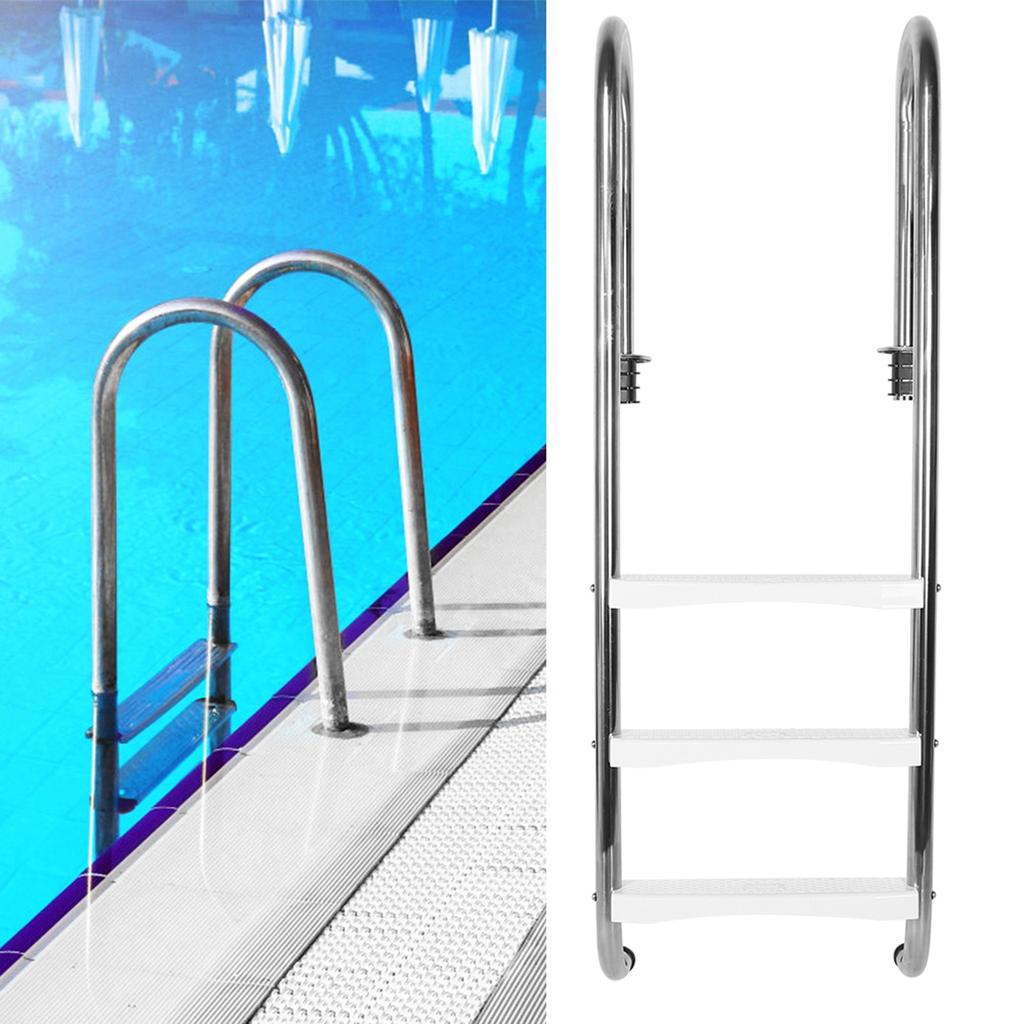Pool 3Step Ladder Safety NonSlip Stair Pedal Stainless Steel Steps Swimming Bath Equipment