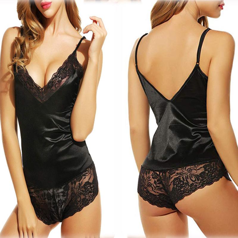 Sexy Lingerie Lace Women's Satin Silk Sleepwear Pajamas Lingerie Sexy Erotic Nightdress New Sexy Underwear Fashion