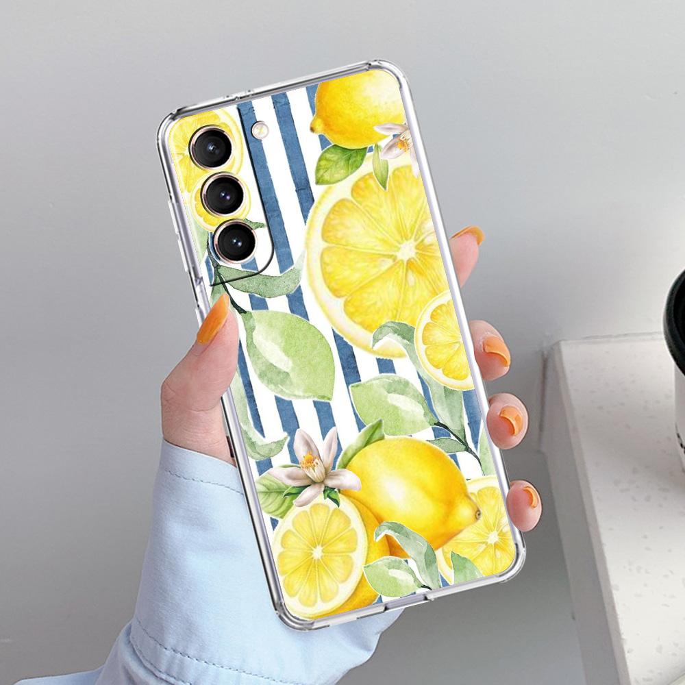 Чехол для телефона Samsung Galaxy S26 S25 S24 S23 S22 Ultra S20 S21 FE 5G Plus Мягкий прозрачный чехол Летние фрукты Принт с лимонами