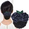 Hair Headdress Flower Hair Bun Holder Covers Barrette with Net  for Banks Hotels Staff