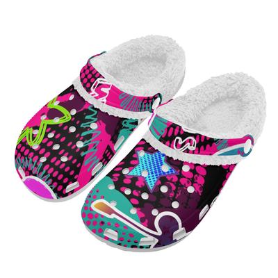 1 пара унисекс уютных плюшевых белых ЭВА клогов, теплые слипоны, легкая нескользящая зимняя обувь для ношения в помещении и на улице