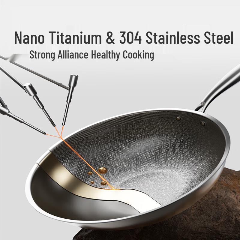 COOKER KING Титановый экранированный антипригарный вок из нержавеющей стали 304