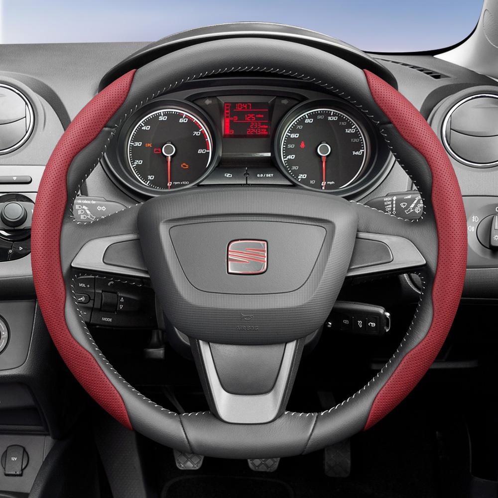 rlcp4 Suitable for Seat Breathable Leather Steering Wheel Cover with Segmented Quick-Release Design, Non-Slip and Durable, for Models Such as Ibiza,