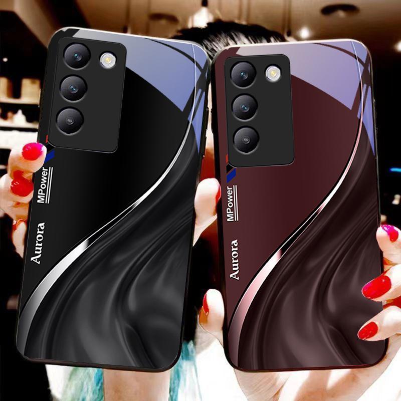 Рисунок потока воды для Y72 33S 11 03 36 96 Lite 35 16 Iqoo 12 V40 SE 5G 29 40 21 30 X80 Pro Vivo Чехол для телефона из закаленного стекла Черный