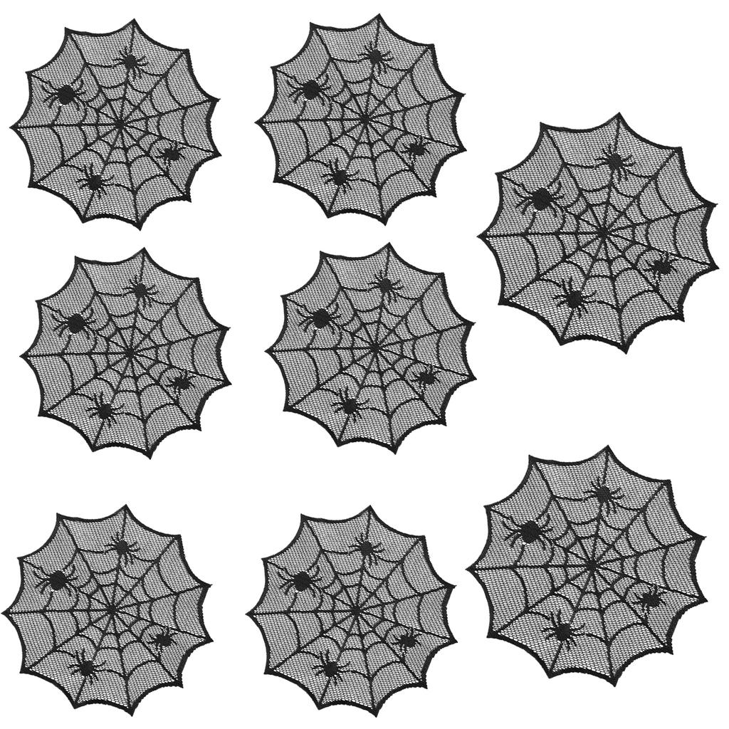 Elegant Spider Web Lace Doily Black Cobweb Table Topper Placemat for Romantic Home Decoration