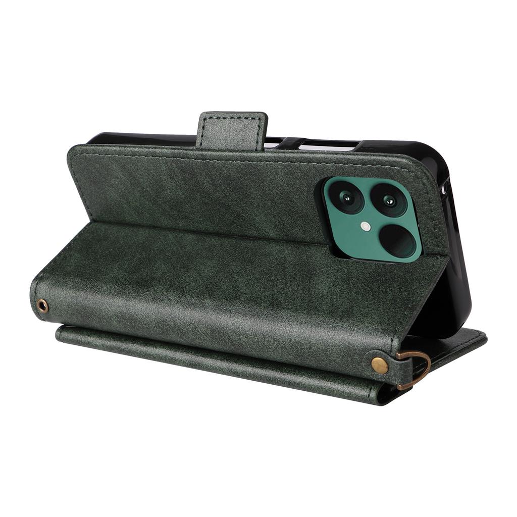 For Fairphone 6 Leather Case Magnetic Closure Wallet Stand Phone Cover with Crossbody Strap