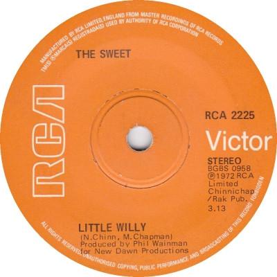 7-дюймовая пластинка SWEET Little Willy RCA2225 RCA Victor 1972 UK Pop Б/у