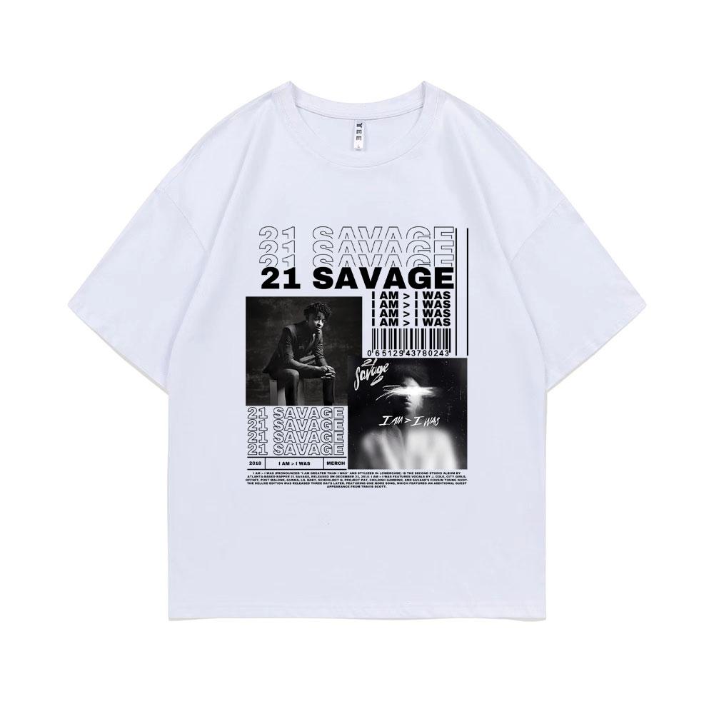 Rapper 21 Savage I Am I Was Music Album Graphic T-shirt Unisex Hip Hop T Shirts Male Vintage Casual Tshirt Unisex Fashion Streetwear