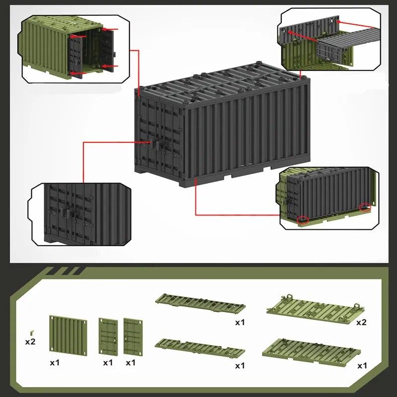 MOC военный контейнер, строительные блоки, коробка, игрушки для мальчиков, военная база времен Второй мировой войны, технические кирпичи, креативный DIY Juguete Bloques Brinquedos