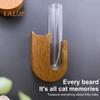 Hydroponic Plants Test Tube Vase Wooden Cat Dog Whisker Collector Refrigerator Magnet Plants Propagation Vase Home Office Fridge Decoration