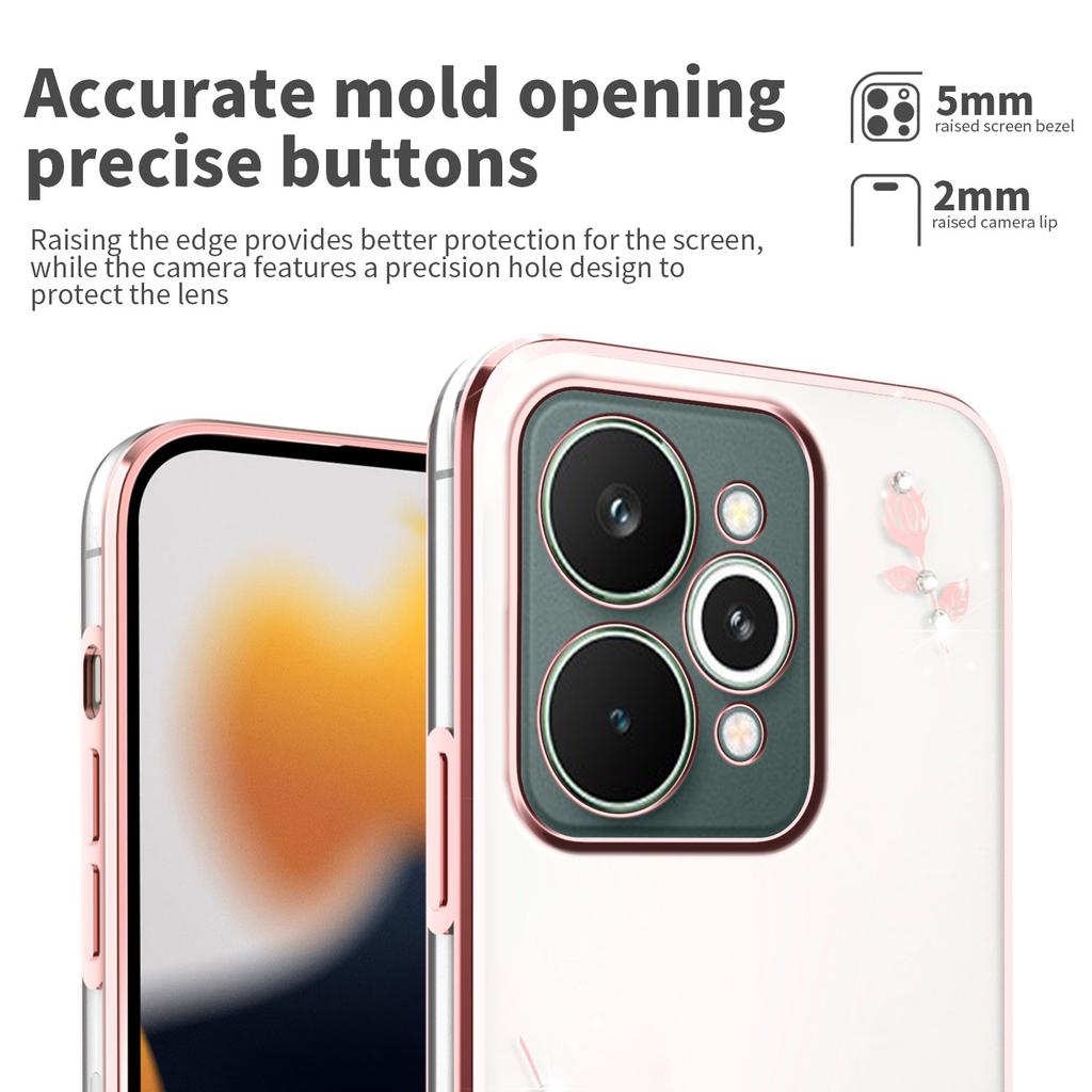 Чехол для Realme 15 Pro 5G с цветочным декором из страз, ТПУ чехол для телефона