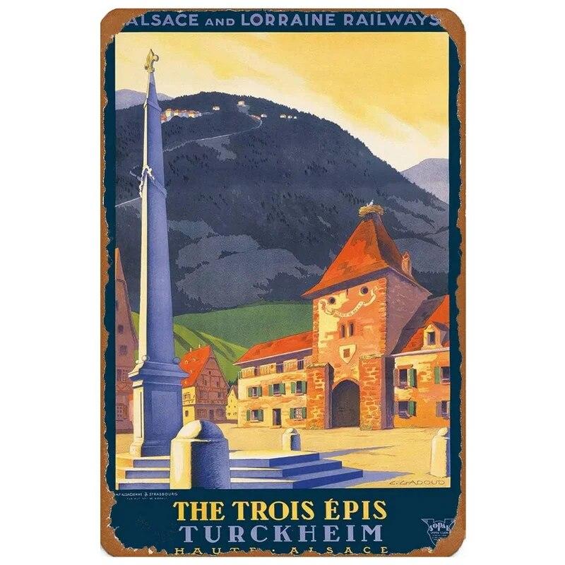 New York Paris Great Wall World Famous Building Metal Tin Signs Posters Plate Wall Decor for Bars Man Cave Cafe Clubs Home