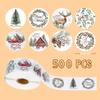500pcs Assorted Christmas Stickers Roll, Mixed Color Paper Adhesive Labels with 'Merry Christmas' & 'Happy Holidays' Tags for Gift Wrapping & Sealing