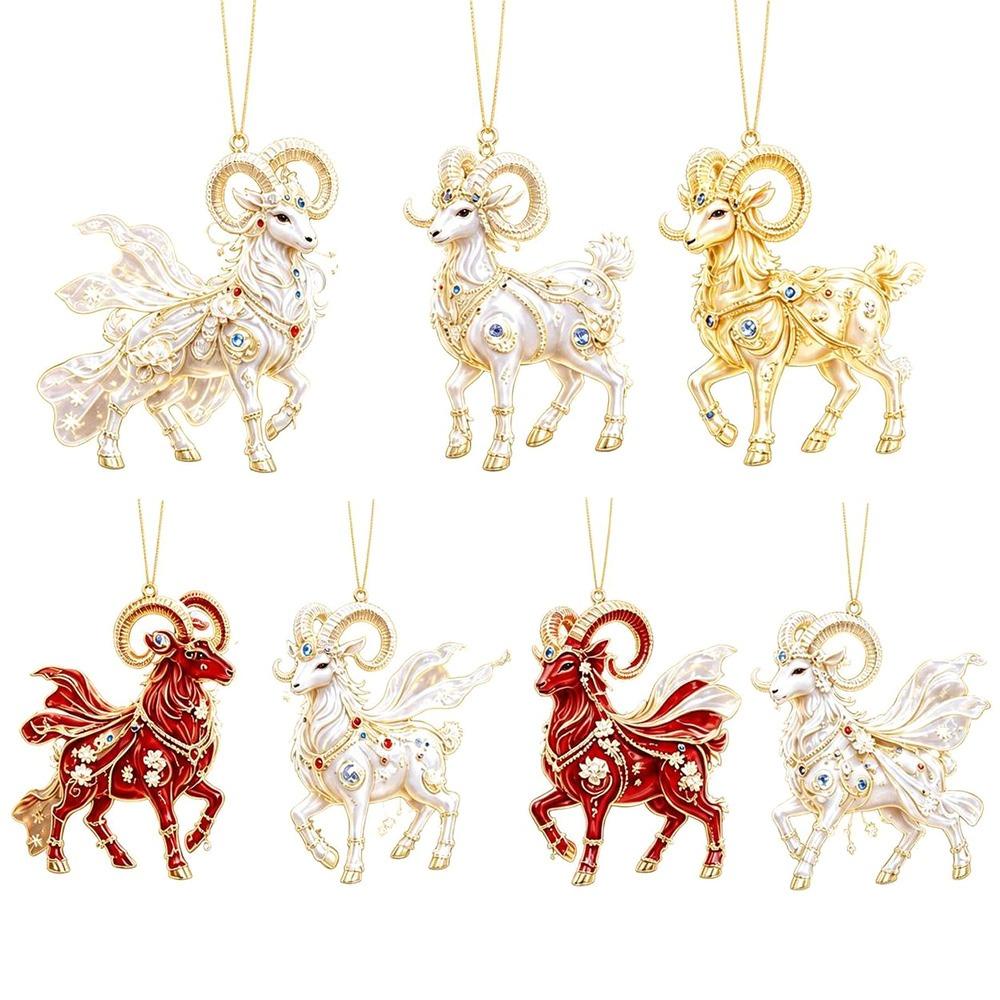 Acrylic Goat Pendant Shining Animal Hanging Decoration Zodiac Goat Souvenir Holiday Party Decor